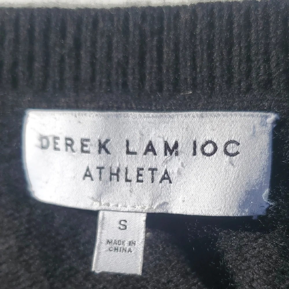 Derek Lam IOC Athleta Cashmere Black and Blue Striped Crewneck Sweater Small